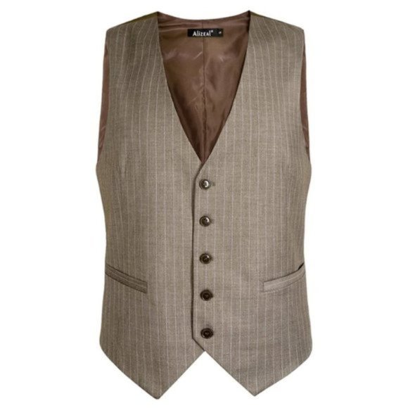 New Men's Suit Vest Formal Waistcoat Light Coffee - Picture 1 of 6